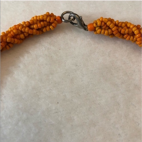 Women Statement Necklace 18” Orange Coral Strand Retro Hippie Boho Bib Costume - Picture 8 of 8